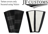 GREY STITCH GREY TARTAN  2X SEAT BELT TALL COVERS FOR VW T5 TRANSPORTER