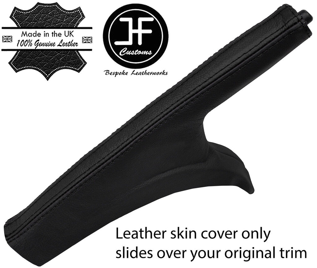 BLACK & BLACK STRIPE REAL LEATHER HANDBRAKE GAITER FITS NISSAN JUKE 2010-2018
