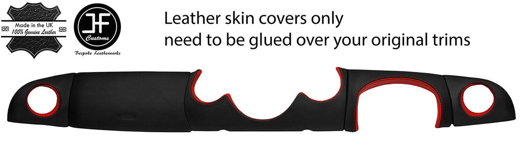 BLACK & RED 5 PIECE DASH KIT LTHR COVERS FOR BMW MINI ONE COOPER S 00-04 DSG2
