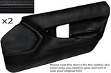 BLACK STITCH 2X FRONT FULL DOOR CARD LEATHER SKIN COVER FITS CORVETTE C4