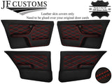 RED DIAMOND STITCH LEATHER 4X DOOR CARD COVERS FITS BMW E30 SALOON STYLE 3