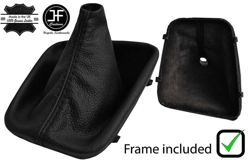 BLACK REAL LEATHER MANUAL GEAR GAITER+PLASTIC FRAME FOR BMW E46 1999-2005