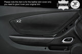 BLACK STITCH 2X FRONT DOOR CARD INSERT TRIM LEATHER COVERS FITS CAMARO 2010-2015