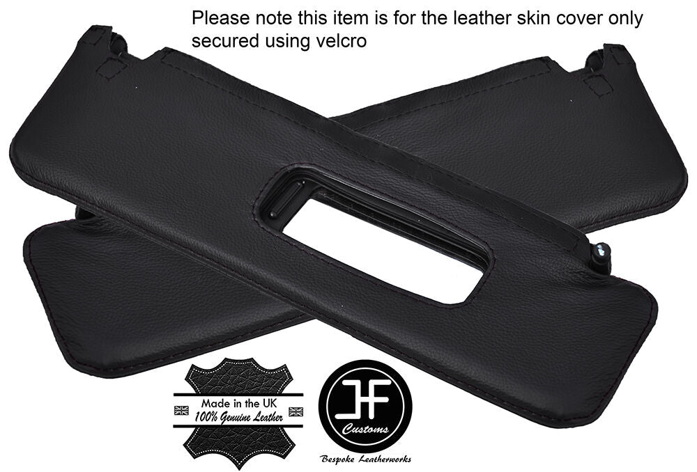 BLACK STITCH 2X SUN VISORS LEATHER COVERS FITS CHEVROLET CAMARO 2010-2015
