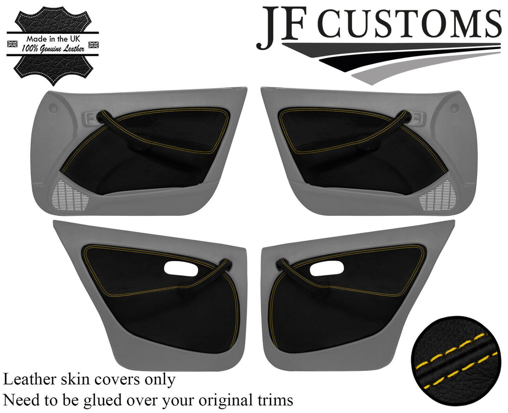 YELLOW STITCH LEATHER 4X DOOR CARD + HANDLE COVERS FOR ROVER 45 MG ZS 99-05 JF1