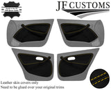 YELLOW STITCH LEATHER 4X DOOR CARD + HANDLE COVERS FOR ROVER 45 MG ZS 99-05 JF1