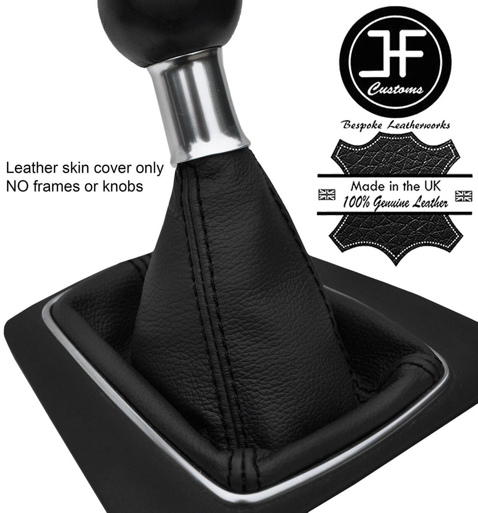 BLACK STITCHING MANUAL TOP GRAIN LEATHER GEAR GAITER FITS AUDI A4 B7 2005-2008