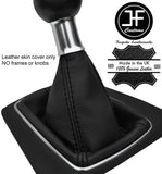 BLACK STITCHING MANUAL TOP GRAIN LEATHER GEAR GAITER FITS AUDI A4 B7 2005-2008