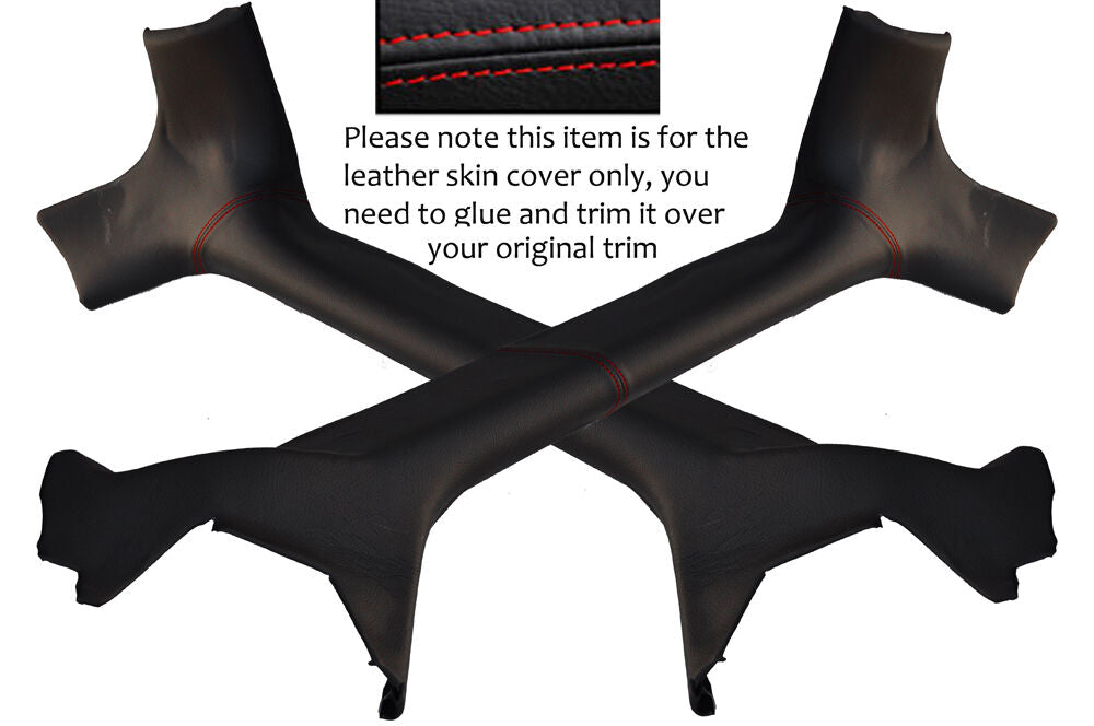 RED STITCHING 2X WINDSCREEN PILLAR SKIN COVERS FITS VW T4 TRANSPORTER CAMPER