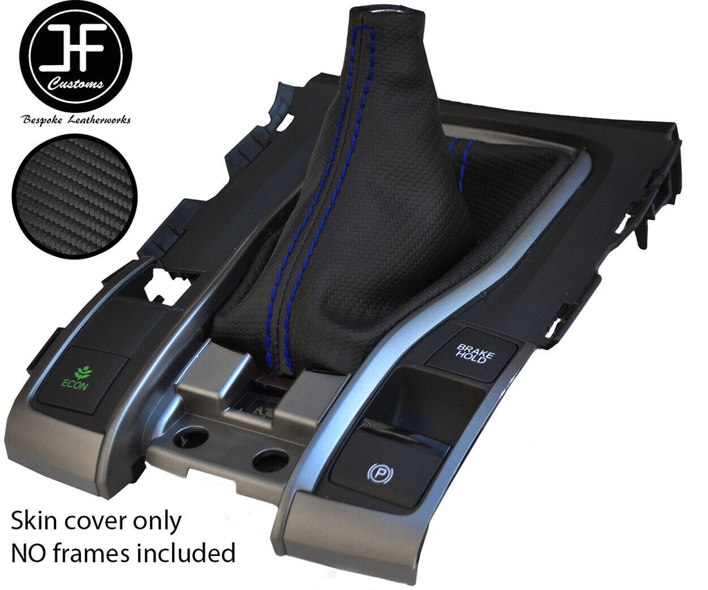 BLUE STITCH CARBON FIBER VINYL GEAR GAITER FITS HONDA CIVIC MK10 2017-2019
