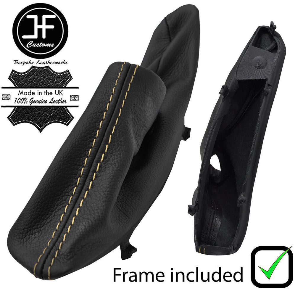 SAND STITCH LEATHER HANDBRAKE GAITER + PLASTIC FRAME FOR BMW 3 F30 F31 12-15