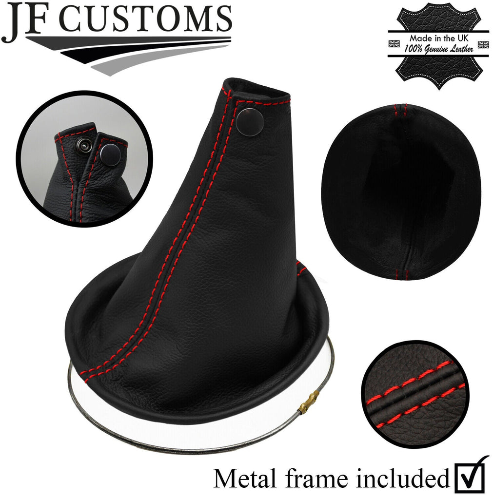 RED  STITCH REAL LEATHER GEAR GAITER+METAL FRAME FITS NISSAN SENTRA 2007-2012