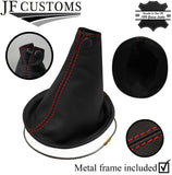 RED  STITCH REAL LEATHER GEAR GAITER+METAL FRAME FITS NISSAN SENTRA 2007-2012