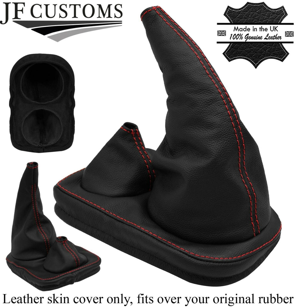 RED STITCH FULL LEATHER GEAR GAITER FOR DEFENDER 83-06 OVER RUBBER STYLE 2