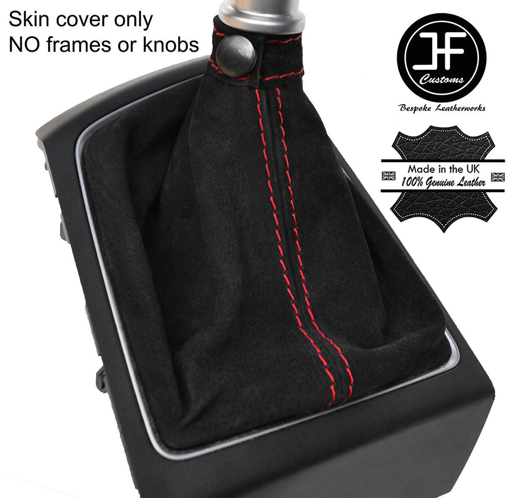 RED STITCH REAL SUEDE MANUAL GEAR GAITER FITS HYUNDAI I20 2015-2018 CUSTOM NEW