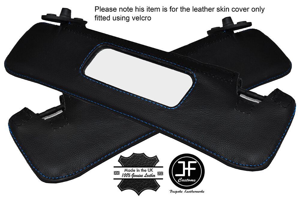 BLUE STITCHING 2X SUN VISORS LEATHER COVERS FITS FIAT BARCHETTA 1995-2005