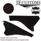 RED STITCH LEATHER 2X SIDE DASH KNEE TRIM COVERS FOR NISSAN 300ZX Z32 STYLE 2