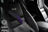 2X BLACK & PURPLE LEATHER TWO TONE LUXURY SHOULDER SEAT BELT PADDED PADS