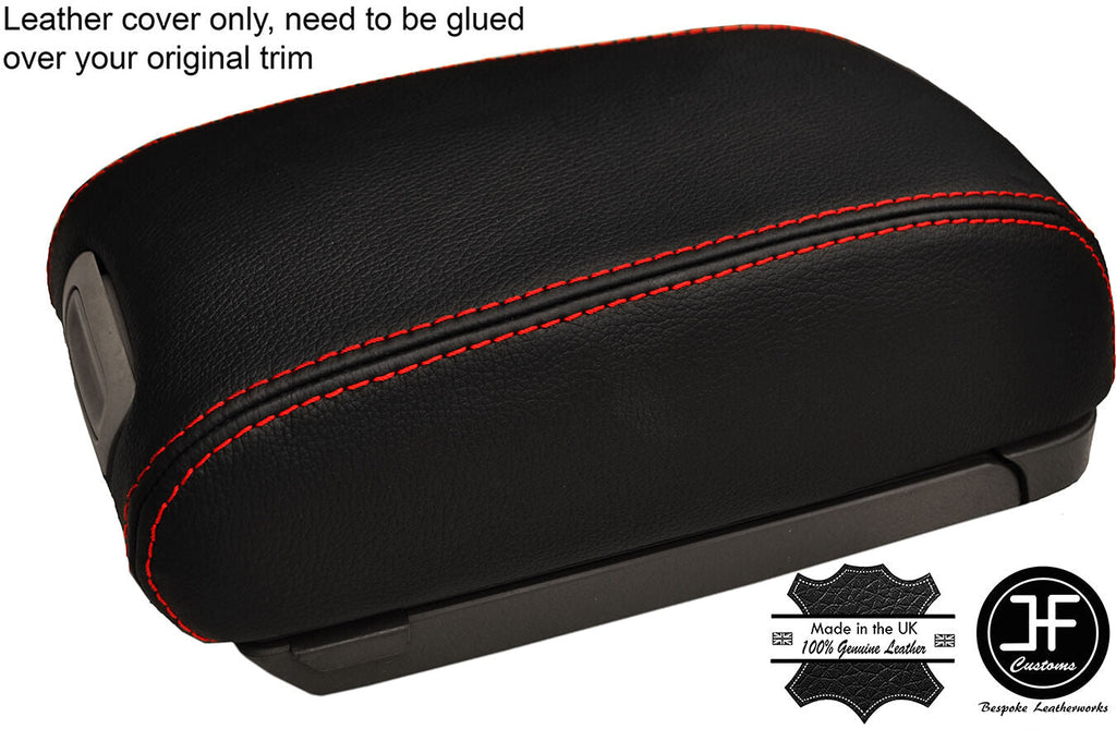 RED STITCHING REAL LEATHER ARMREST LID COVER FITS HYUNDAI TUCSON 2004-2012