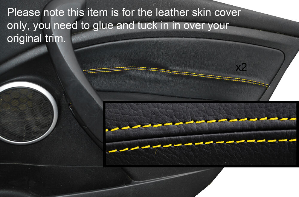 YELLOW STITCH 2X FRONT DOOR CARD TRIM COVERS FITS RENAULT MEGANE MK3 08-13 5DR