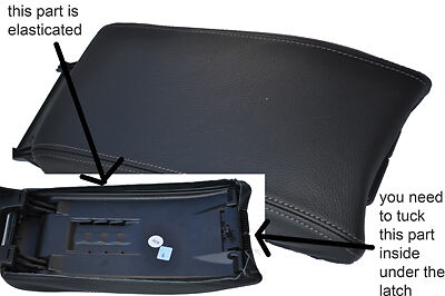 grey stitch FITS MERCEDES CLK 96-02 BLACK LEATHER ARMREST COVER CUSTOM NEW