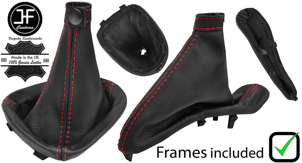 RED STITCH LEATHER GAITER SET WITH PLASTIC FRAME FOR ALFA ROMEO GT 2003-2010