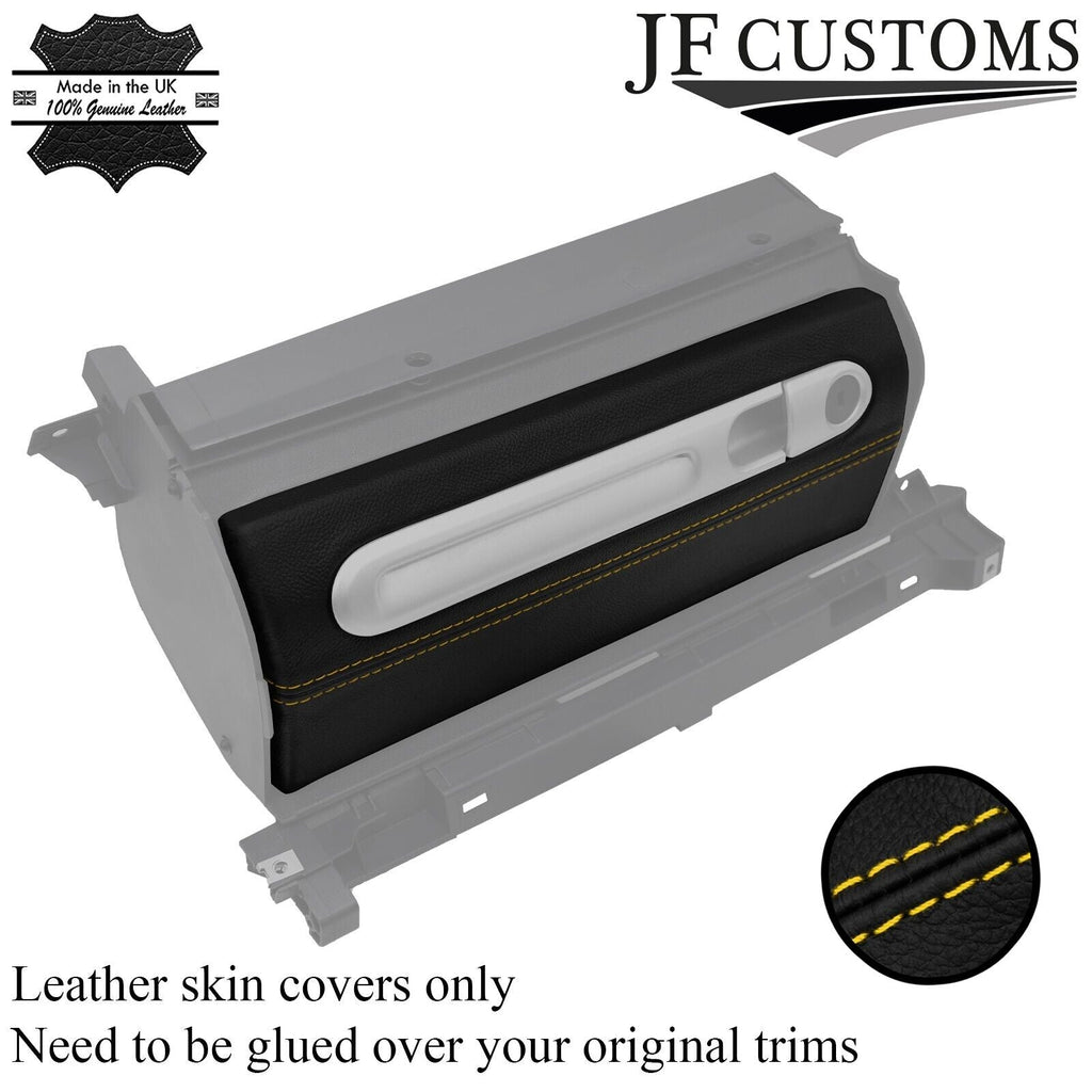 YELLOW STITCH LEATHER GLOVEBOX COVER FITS SMART FORTWO 451 11-14 FACELIFT