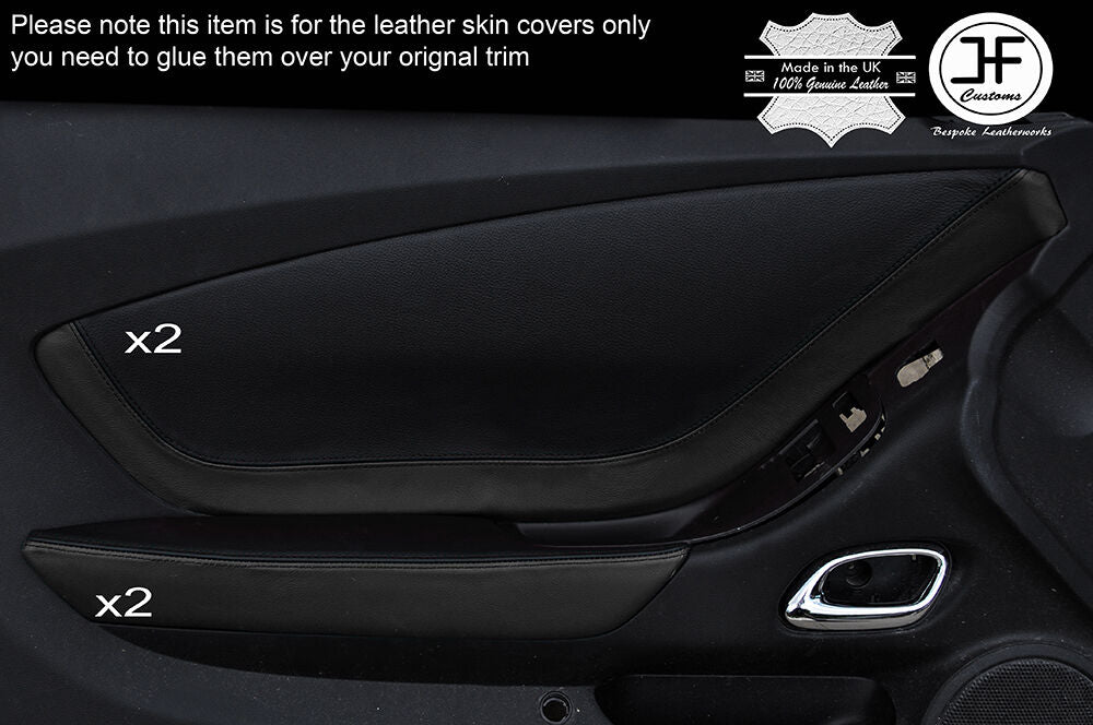 BLACK & BLACK LEATHER 4X FRONT DOOR CARD PANEL TRIMS COVERS FITS CAMARO 10-15