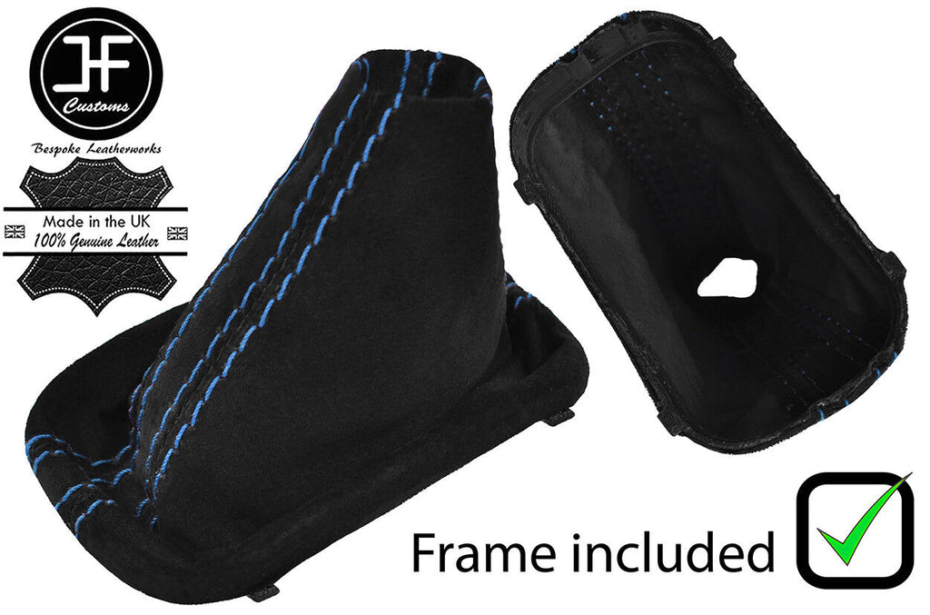 BLUE STITCH AUTO DSG SUEDE GEAR GAITER + PLASTIC FRAME FOR VW SCIROCCO 08-17
