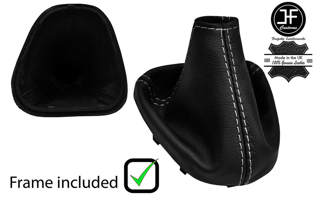 WHITE STITCH LEATHER GEAR GAITER + PLASTIC FRAME FITS VAUXHALL MOVANO 2010-2017