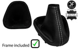 WHITE STITCH LEATHER GEAR GAITER + PLASTIC FRAME FITS VAUXHALL MOVANO 2010-2017
