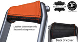 BLACK & ORANGE LEATHER HANDBRAKE HANDLE COVER FOR RENAULT MEGANE 02-08 STYLE 2