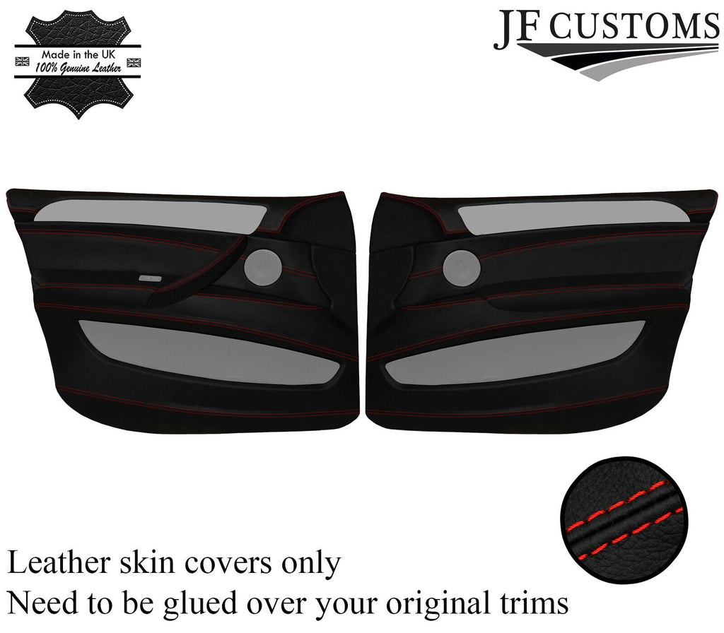 RED STITCH LEATHER 2X FULL FRONT DOOR COVERS FOR BMW X6 E71 E72 2007-2014