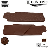 JF2 D BROWN LEATHER CROSS DIAMOND STITCH 2X SUN VISOR COVERS FOR DEFENDER 07-14