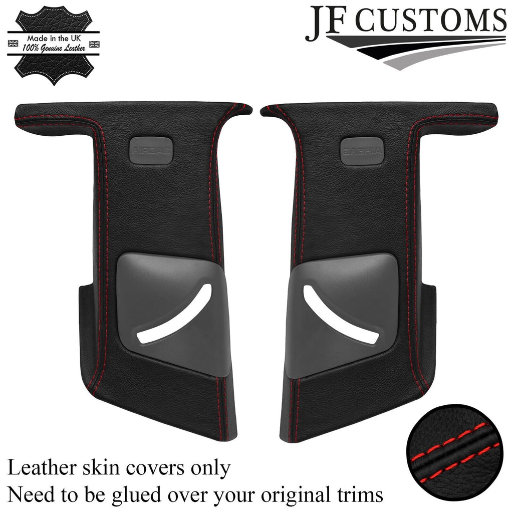 FOR CHEVROLET CAMARO 16-20 RED STITCH LEATHER 2X UPPER B PILLAR COVER CUSTOM NEW