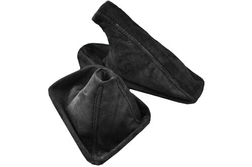 BLACK STITCH DARK GREY SUEDE MANUAL GAITERS FITS BMW 5 SERIES E39 1995-2004