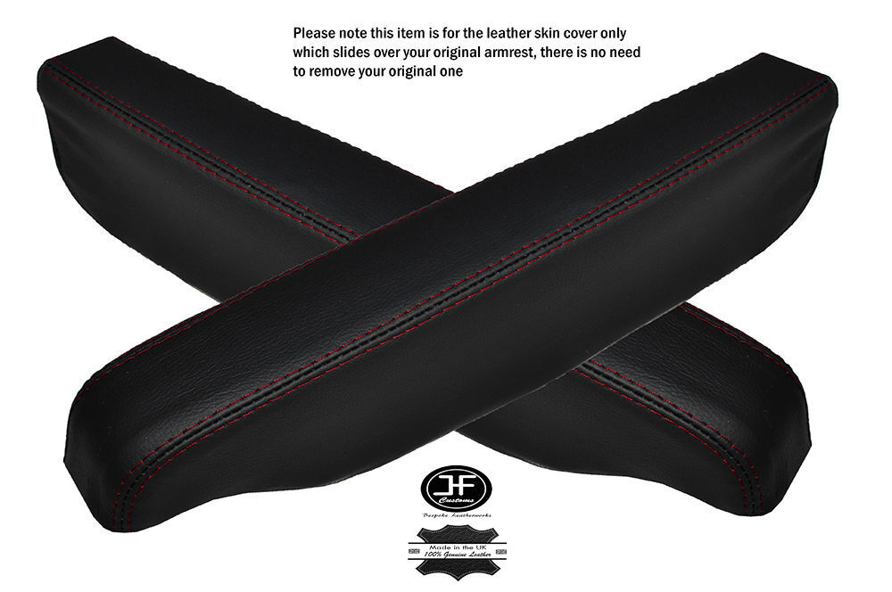RED STITCH 2X SEAT ARMREST COVERS FOR LANDROVER DISCOVERY MK1 MK2 96-2004