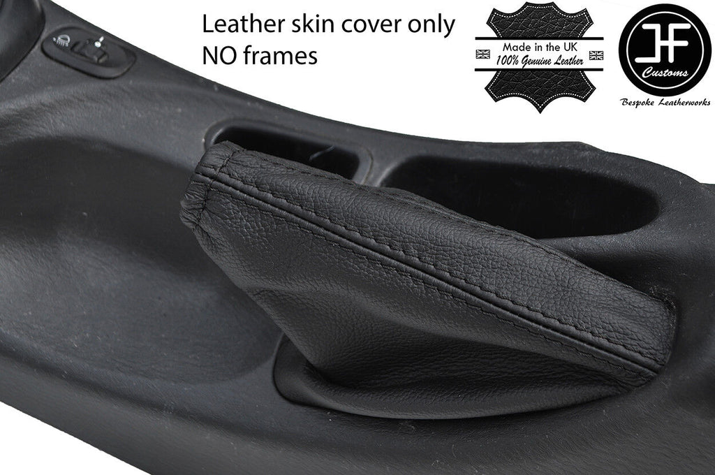 BLACK STITCH TOP GRAIN LEATHER HANDBRAKE GAITER FITS HYUNDAI COUPE 1996-2001