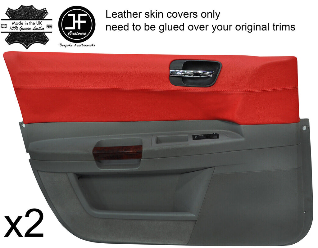 RED REAL LEATHER 2X FRONT DOOR CARD TRIM COVERS FOR CHRYSLER 300C 2005-2011