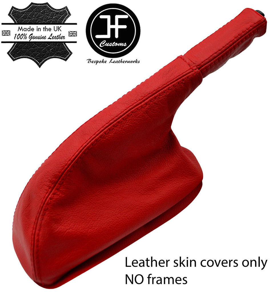 RED LEATHER HANDBRAKE GAITER OVER RUBBER+HANDLE COVER FOR FORD GRANADA MK1