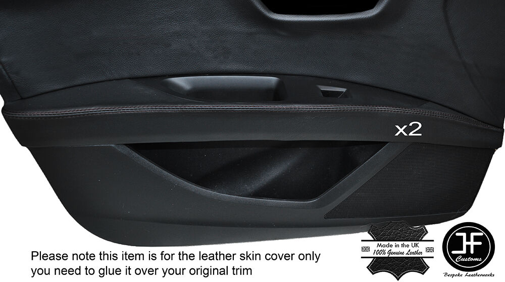 BLACK STITCH 2X FRONT DOOR ARMREST LEATHER COVERS FITS SEAT LEON 13-20 5 DOOR