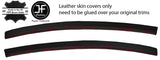 RED STITCH 2X FRONT DOOR TRIM LEATHER COVERS FOR BMW 3 E90 SALOON 06-13