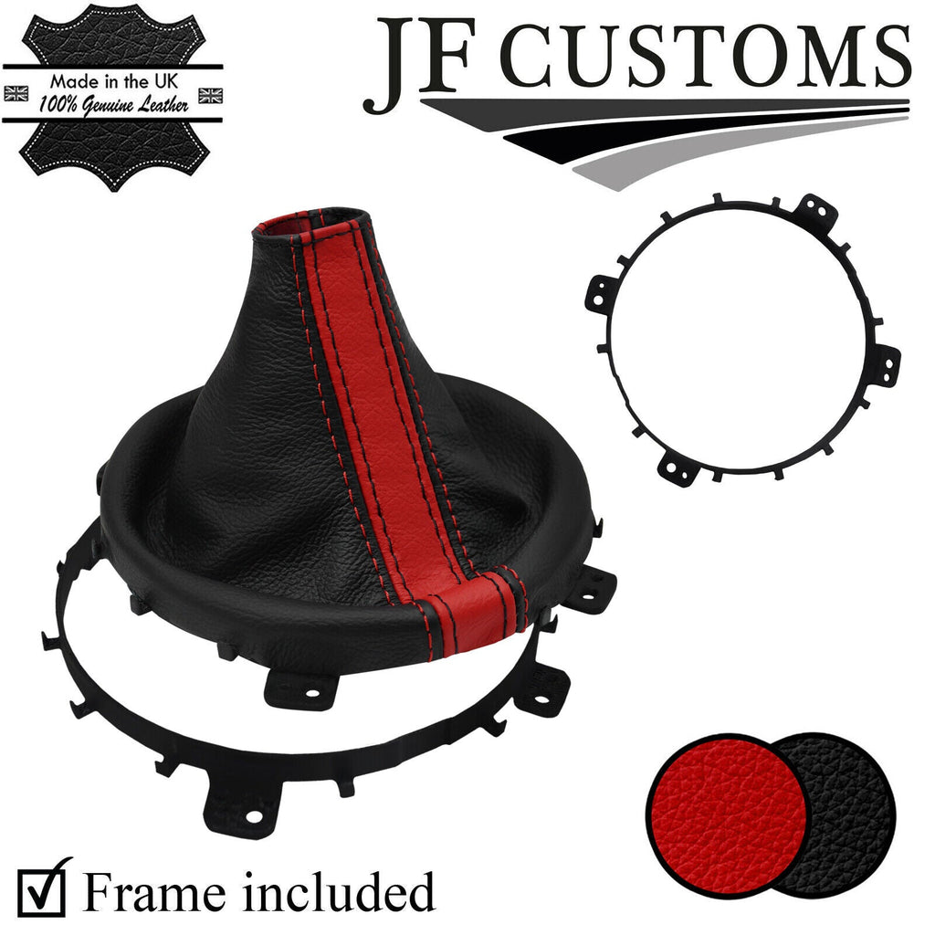 D RED STRIPE LEATHER GEAR GAITER+PLASTIC FRAME FOR TOYOTA GT86 SUBARU BRZ 12-18