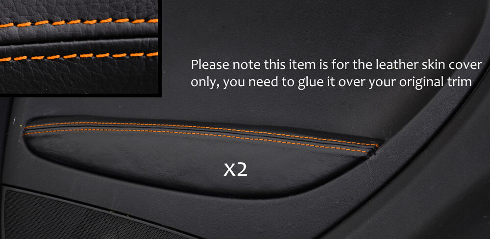 ORANGE STITCH 2X REAR DOOR ARMREST SKIN COVERS FITS FIAT GRANDE PUNTO 05-11 3 DR