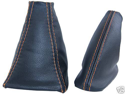 FITS MG MGF MK1 LEATHER GEAR HANDBRAKE GAITERS ORANGE STITCH CUSTOM NEW