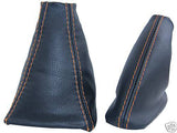 FITS MG MGF MK1 LEATHER GEAR HANDBRAKE GAITERS ORANGE STITCH CUSTOM NEW