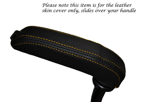 YELLOW STITCH FITS PEUGEOT RCZ 2010+ CURVED HANDBRAKE HANDLE LEATHER SKIN COVER