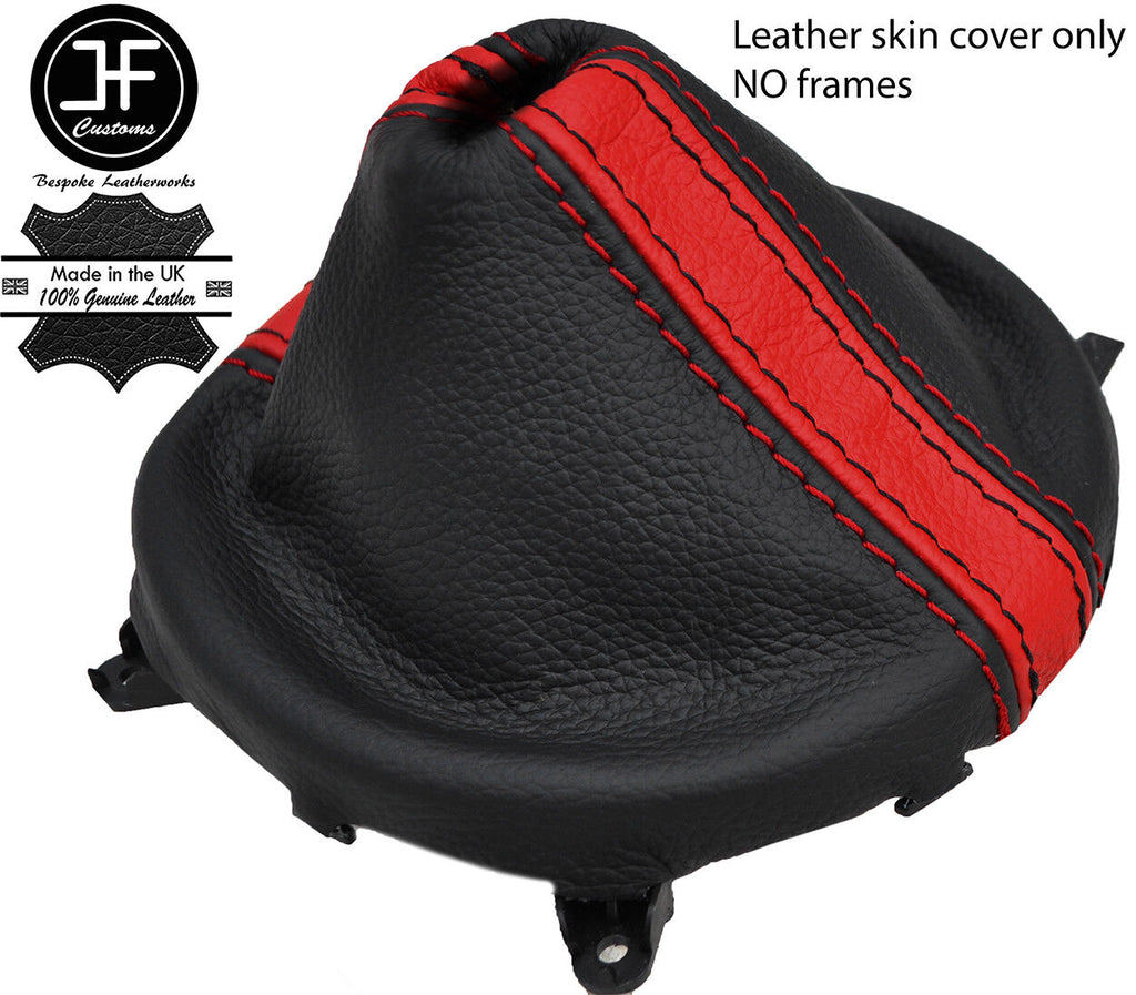 BLACK & RED STRIPE REAL LEATHER MANUAL GEAR GAITER FOR MAZDA MX5 MK4 15-18