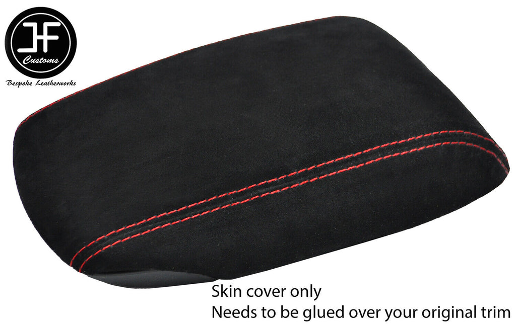 RED STITCH SUEDE ARMREST COVER FITS NISSAN PULSAR 2014-2019 CUSTOM NEW