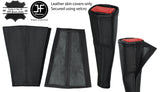 BLACK STITCH 2X SEAT BELT LONG LEATHER COVERS FITS JAGUAR F TYPE 2012-2020